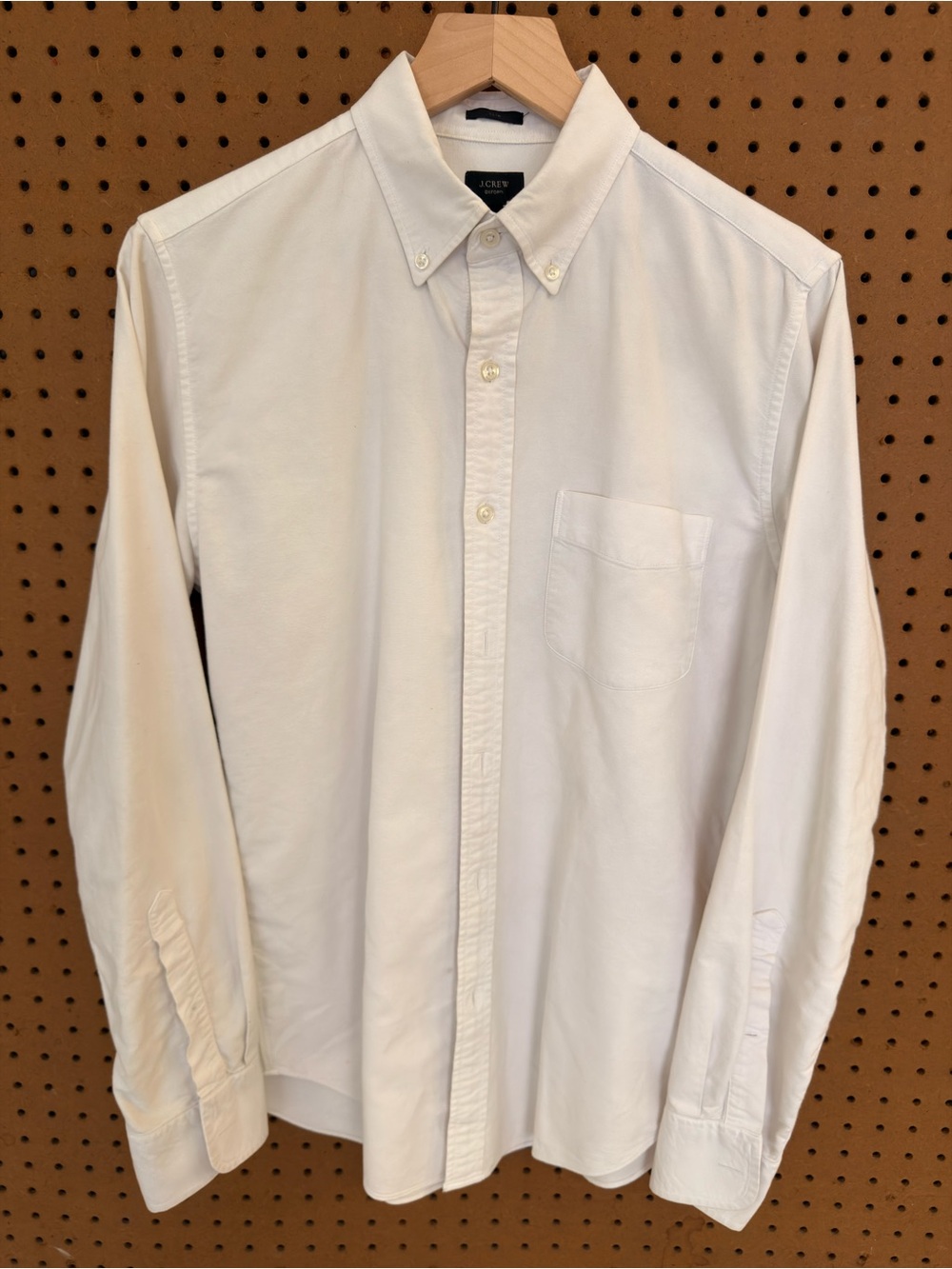 J.Crew Slim Fit Oxford Button Down Shirt White Chest Pocket Men's S